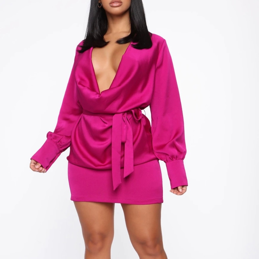 Magenta Crowl neck mini dress